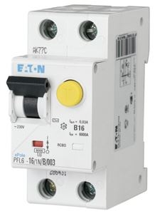 EATON PFL6-6/1N/C/003 Chránič s nadproud.ochr,Ir=250A,AC,1+N,6kA,char.C, Idn=0.03A, In=6A